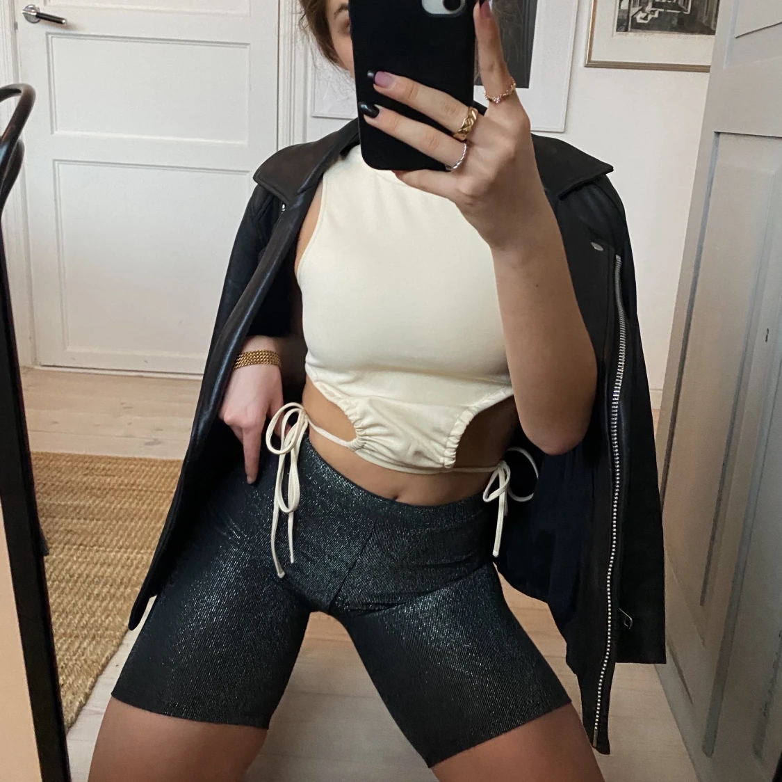 svart-glittriga cyckelbyxor 