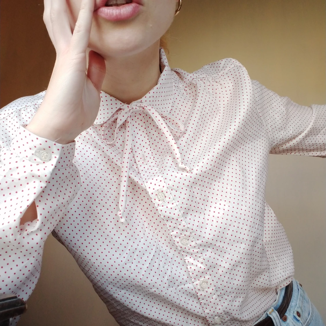 Polka Dot Vintage Tie Up Blouse 💞 - 90