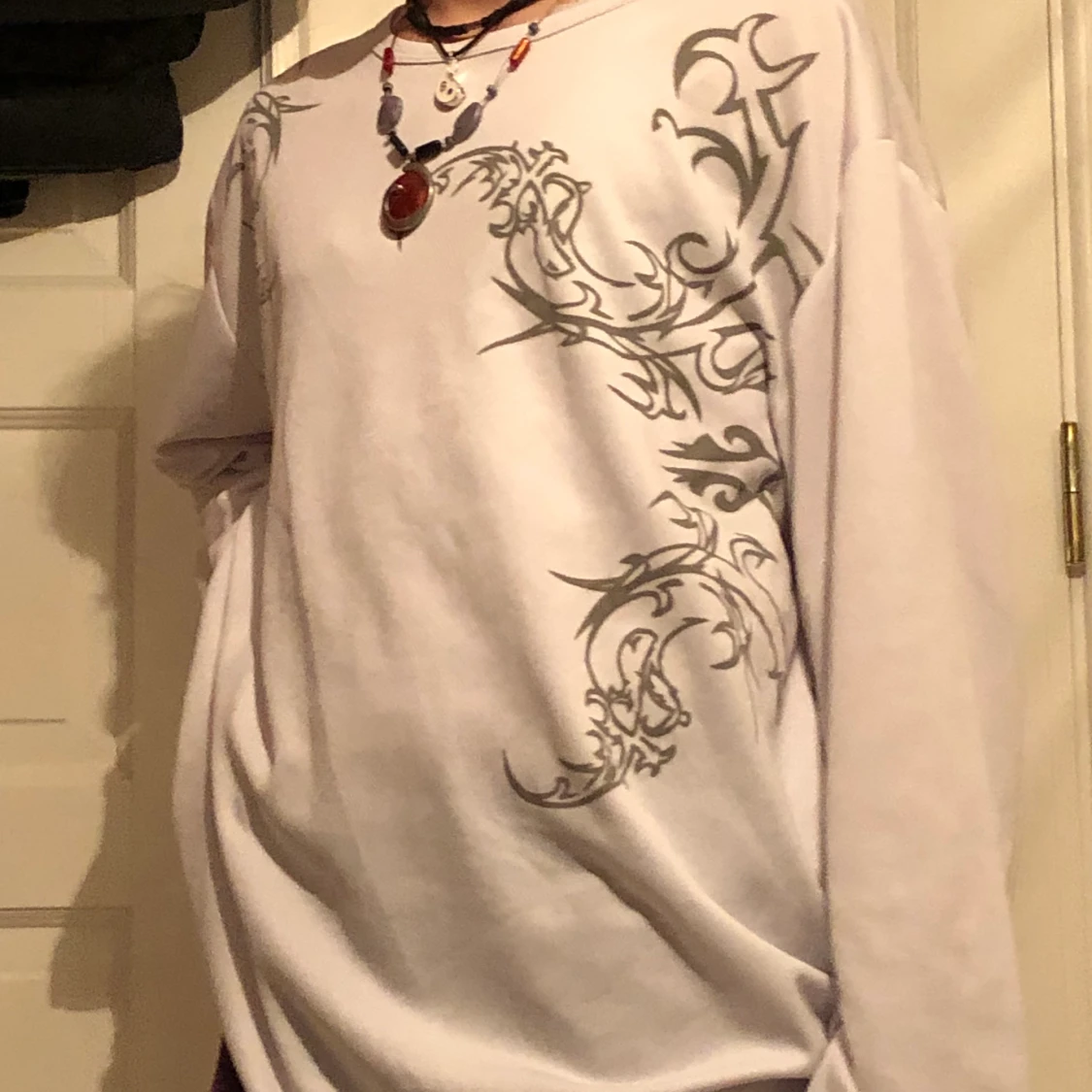 Vintage tröja med gråa flammor - 90