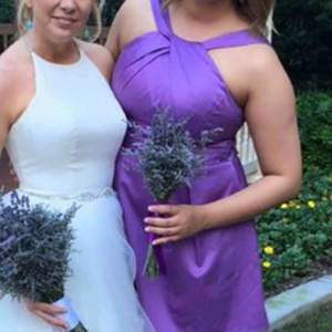 Purple bridesmaids dress with pockets 