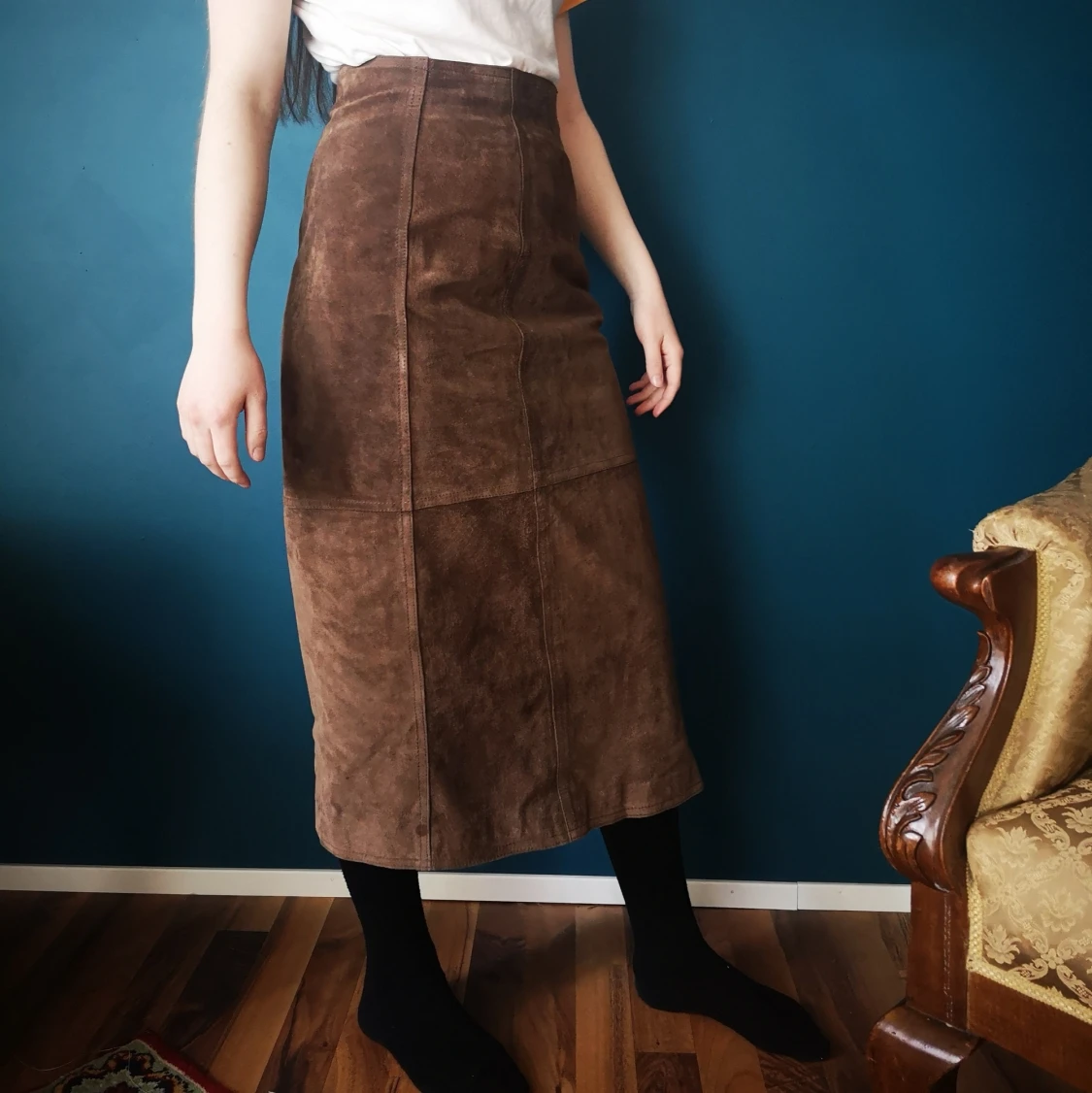 Lång mocka-kjol - 90