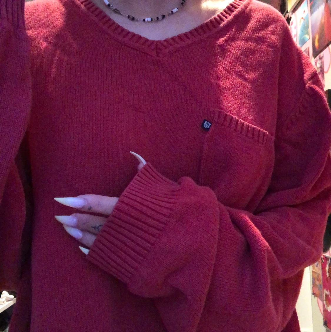 Oversize röd tröja - 90