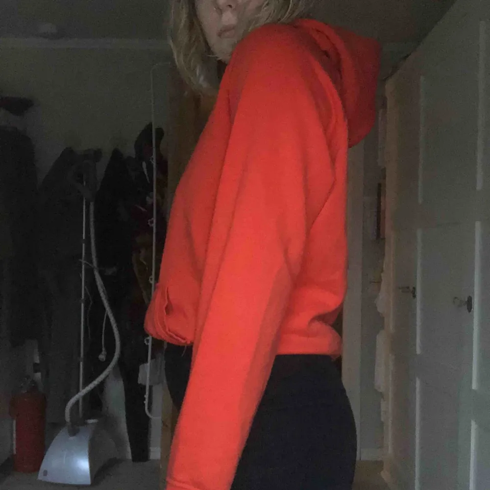 Orange hoodie köpt på Bik Bok. I storlek S och är inte så oversized i storleken så den passar nog XS/S, jättecool men kommer inte till användning därför säljer jag den nu✨. Hoodies.