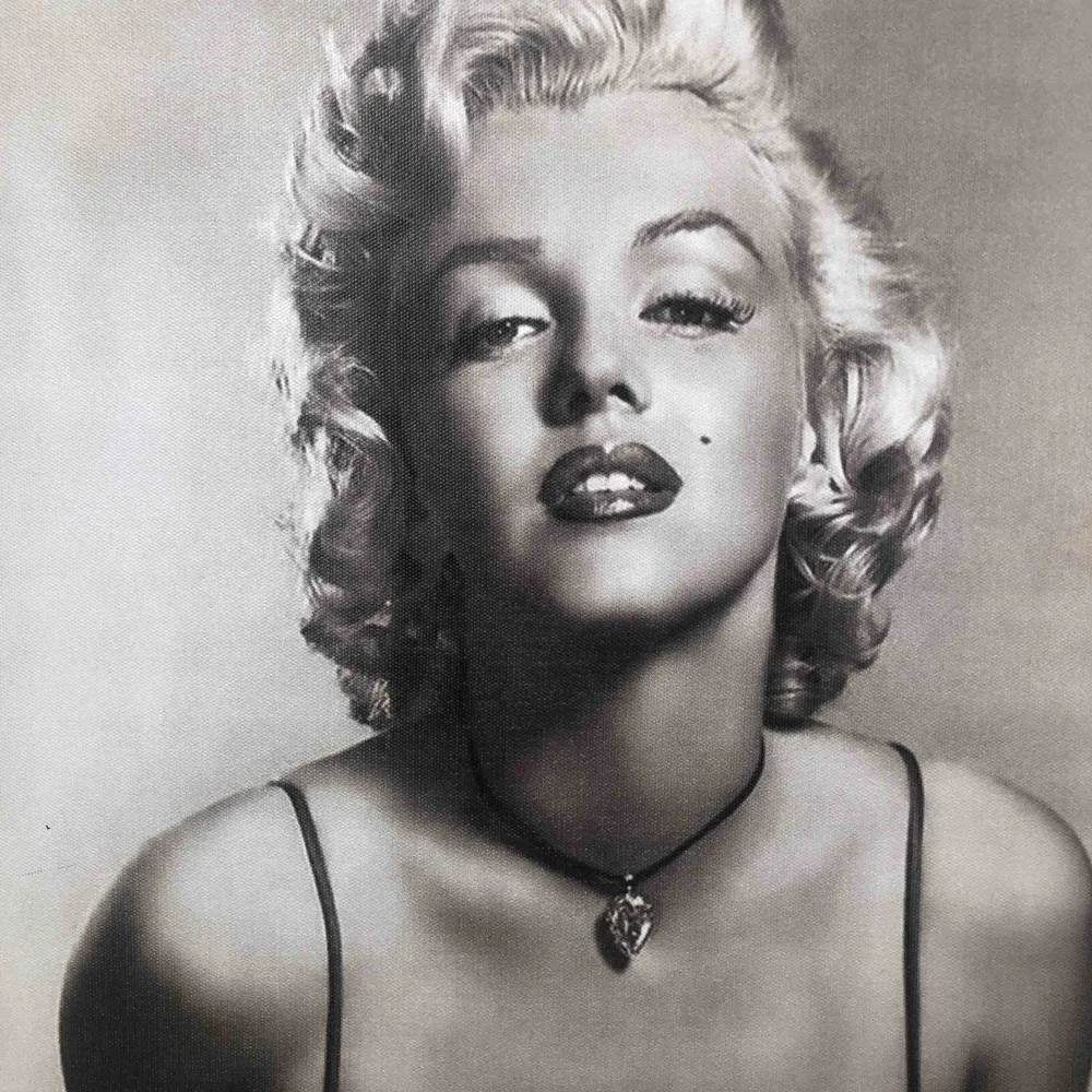 Snygg tavla på kändisikonen Marilyn Monroe. Mått: 34,5x46 cm. Övrigt.