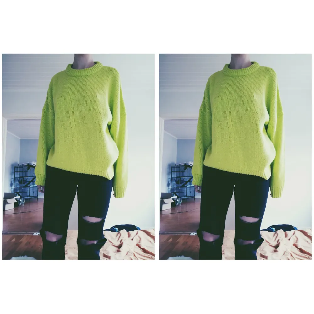 Stickad neongrön sweater från /STAY storlek S.. Hoodies.