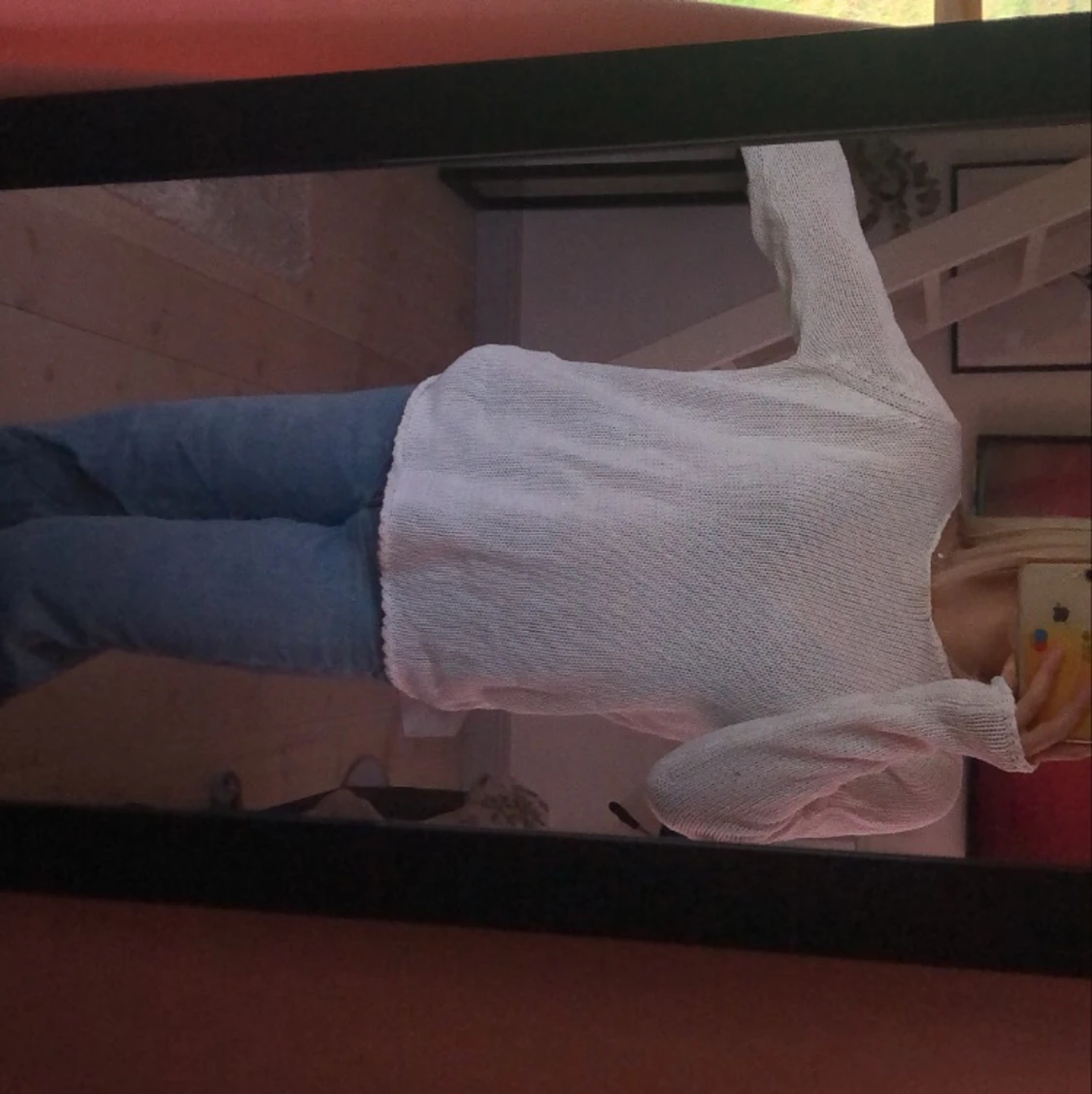 Vit stickad tröja - 90