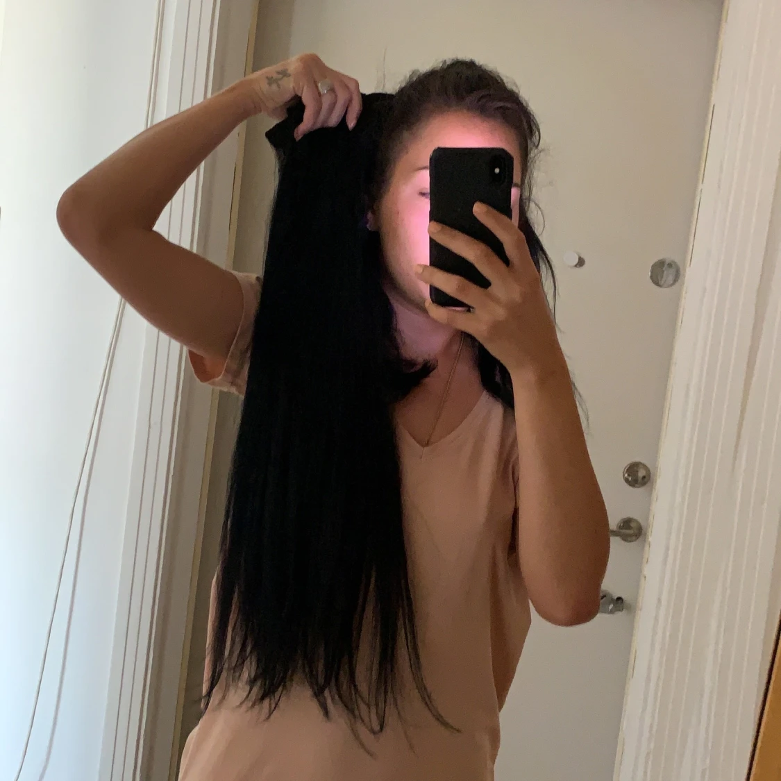 Svart clip in 7set - 90