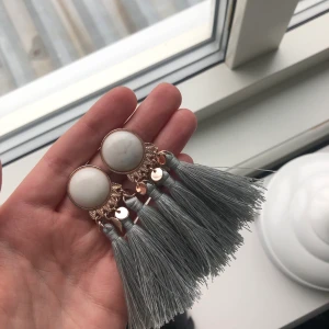 Örhängen - Snygga örhängen med toffsar och stenar som är lite marmorerade. 📦 Köparen står för frakt!