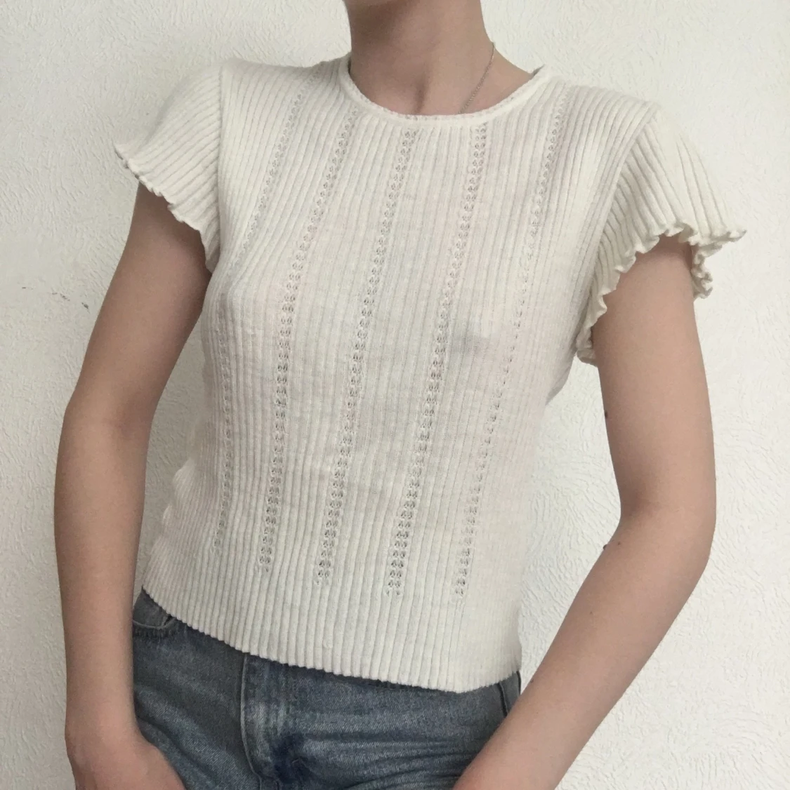 Vit kortärmad blus