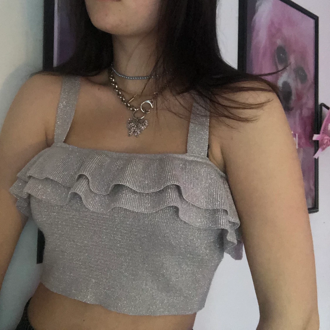 Stickat glitter linne