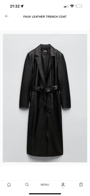 Faux Leather Trench Coat - Märke: Zara. Storlek: XS. Har bara använt den en gång. Ursprungligt pris: 859kr. Säljer den för 699kr! :D