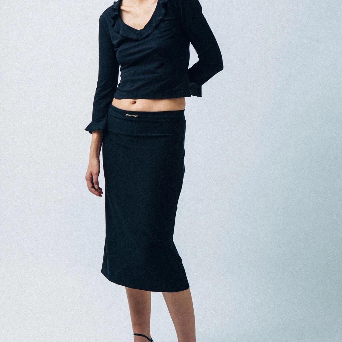 Midi skirt / knälång kjol med strass - 90