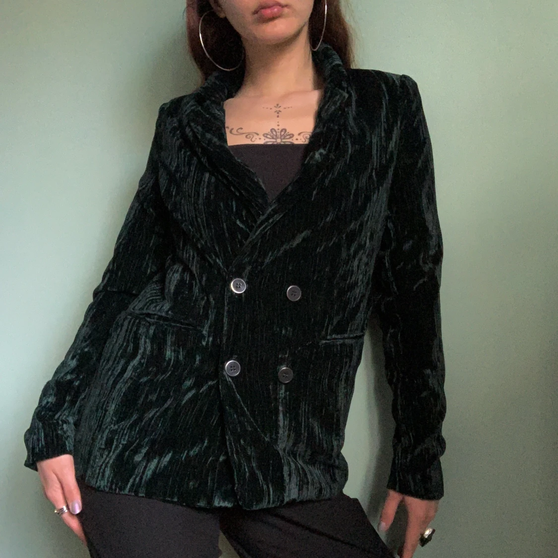 Dark green velvet blazer  - 90