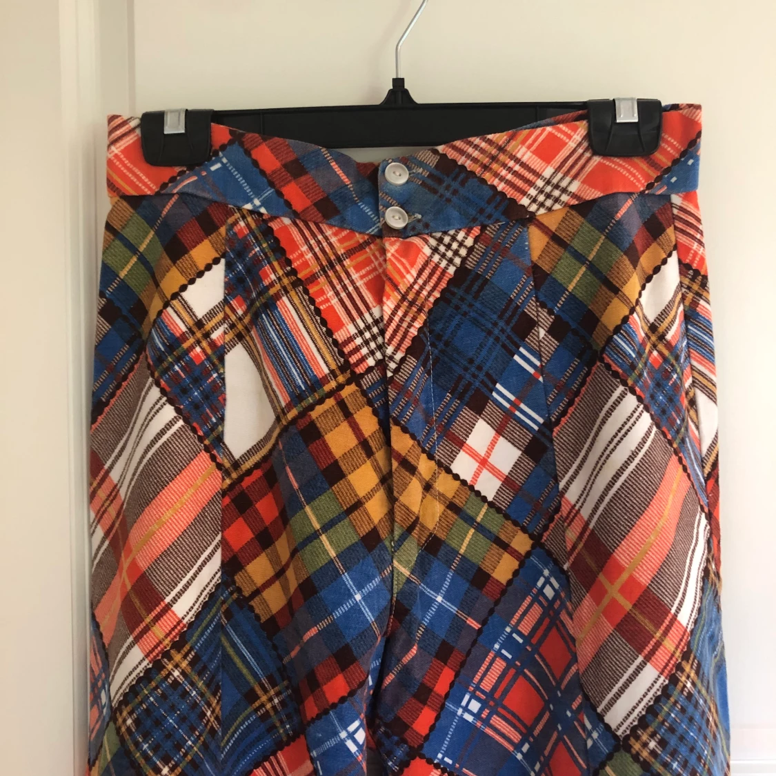 Vintage bootcut plaid byxor