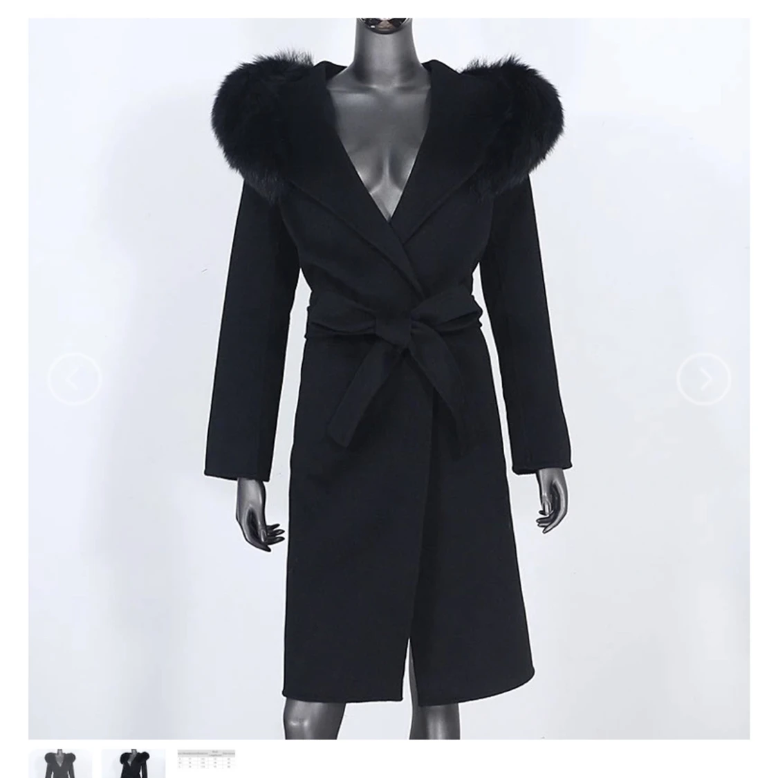 Äkta svart pälskappa - 90