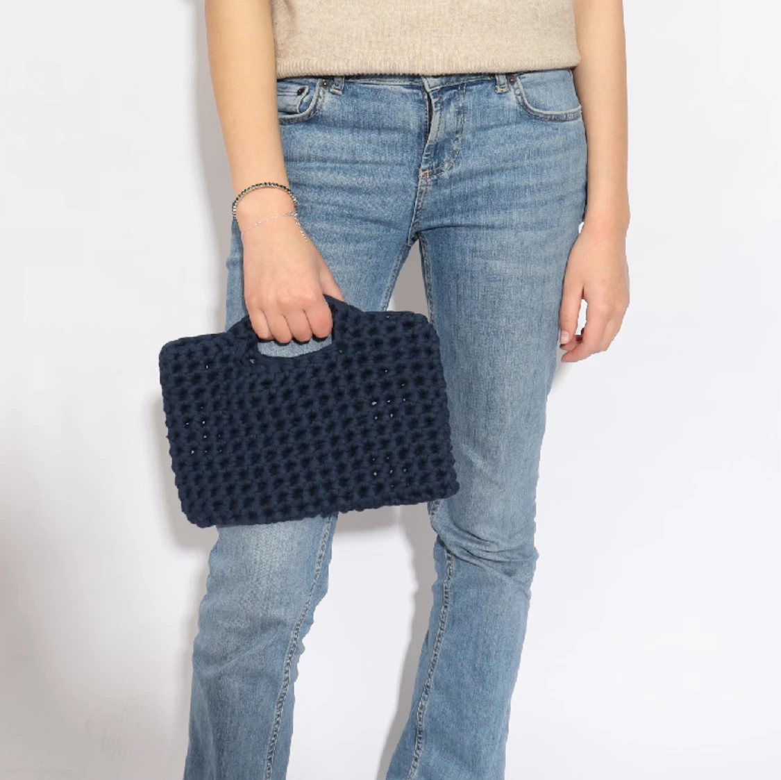 Virkad väska, NAVY BLUE - 90