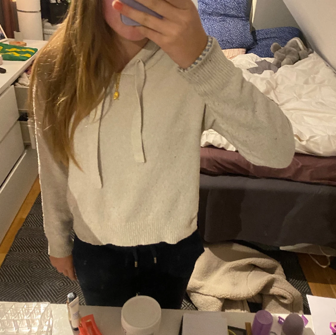 Stickad hoodie  - 90