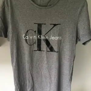Grå Calvin Klein t-shirt. Liten spricka på en av bokstäverna (se bild).  I övrigt fint skick. 