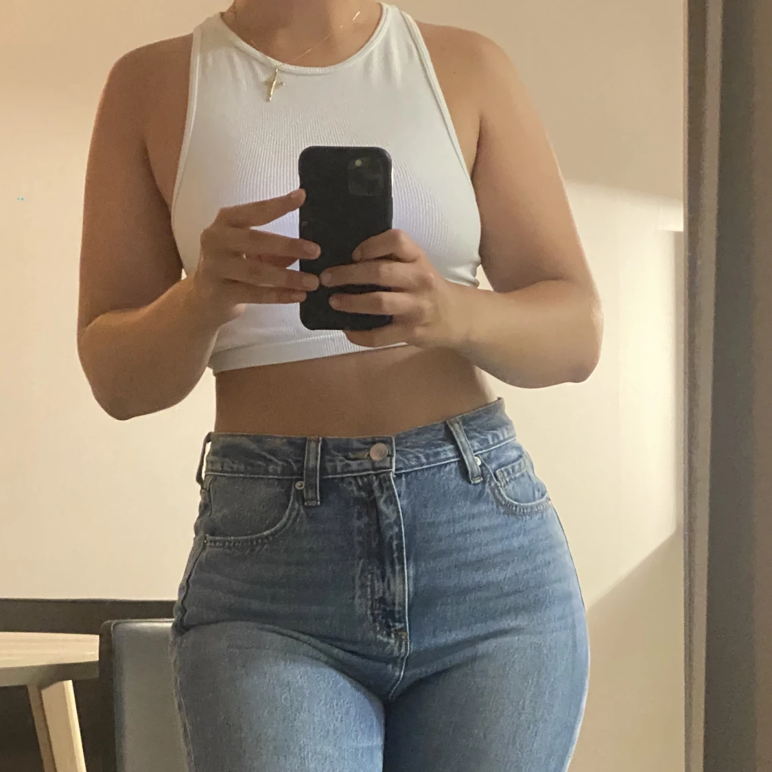 Ribbad vit topp - 91