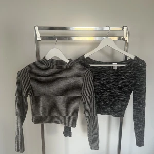 Crop tops  - One top is small and the other one is XS. Both could fit small as they stretch. I wore them only 1 time so they are in good condition.