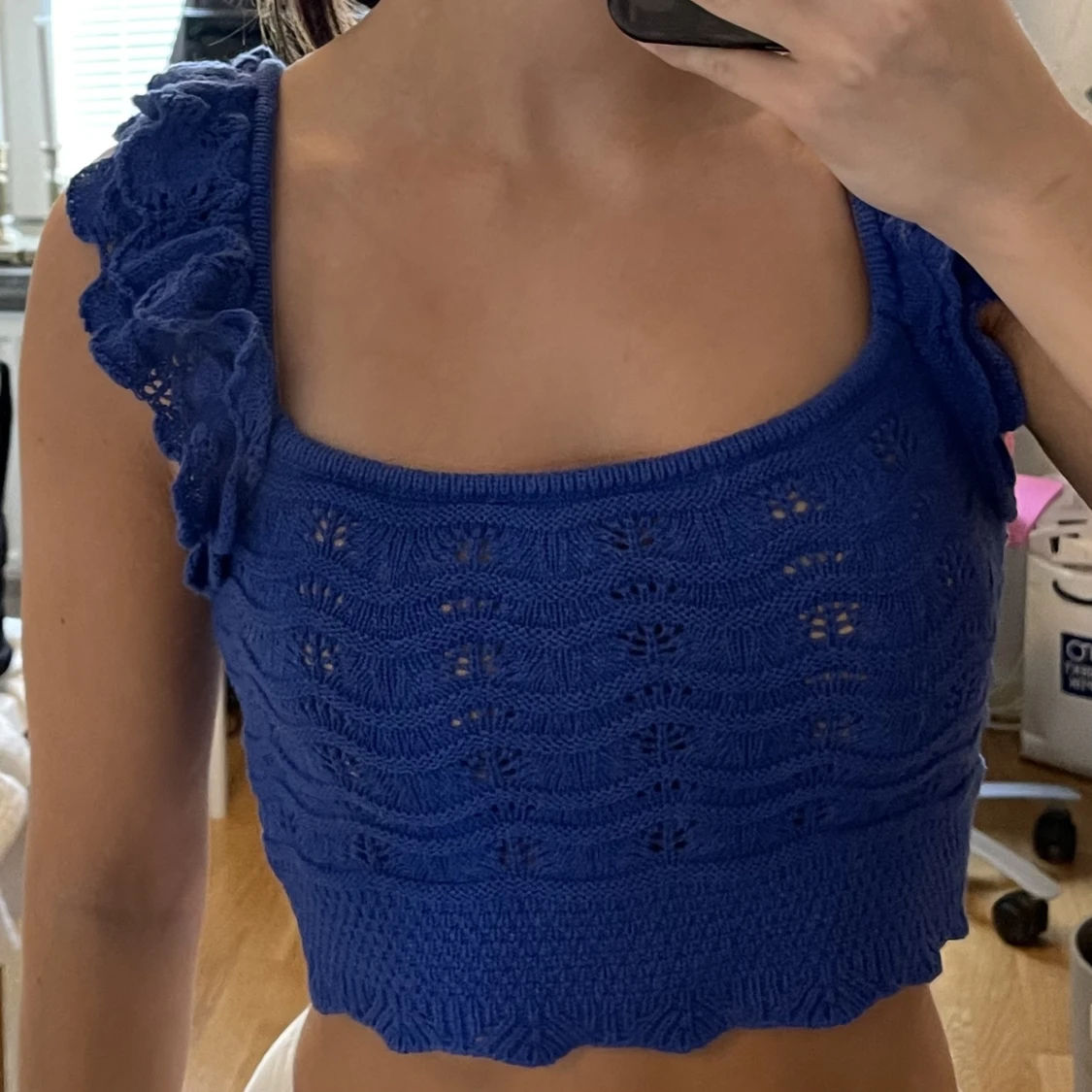 Blå stickad topp