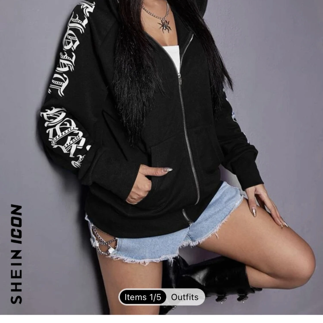 Shein sweatshirt med dragkedja