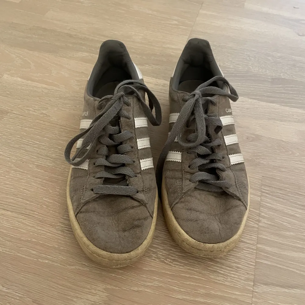 Gråa Adidas Campus Sneakers i storlek 37, i använt skick🤍. Skor.