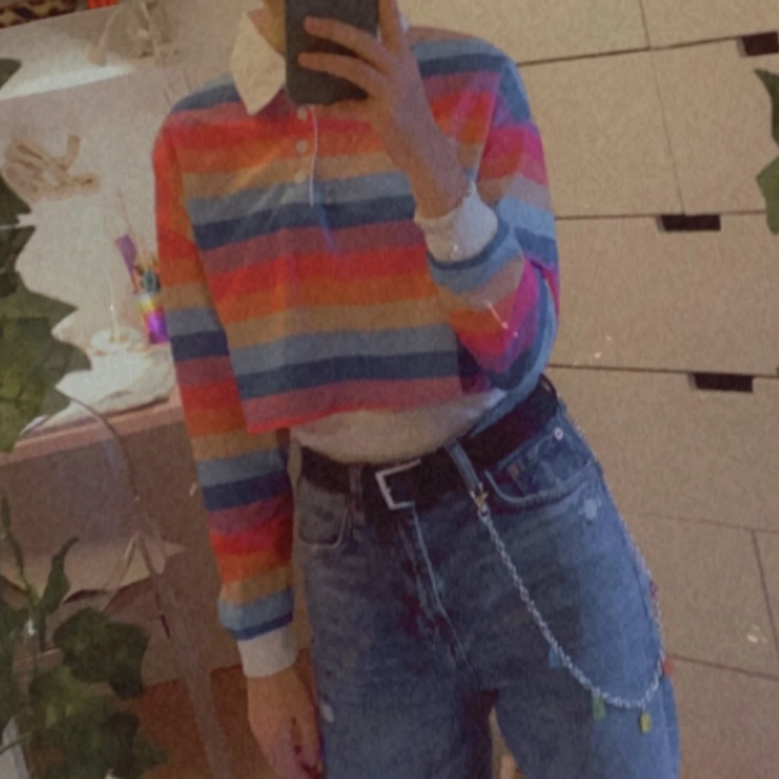 Croppad färgglad tröja  - 90