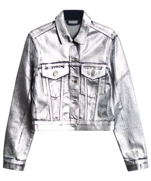 Silvrig Jacka - Silvrig/metallic jacka från Icona Pops kollektion med Gina tricot. Liten i strl, L men passar xs-M