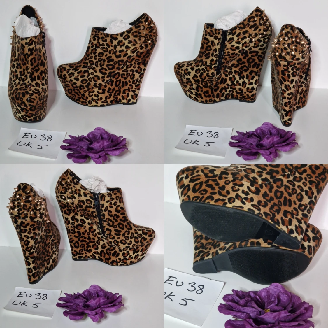 Kilklackar leopardmönster med nitar strl 38 - 90