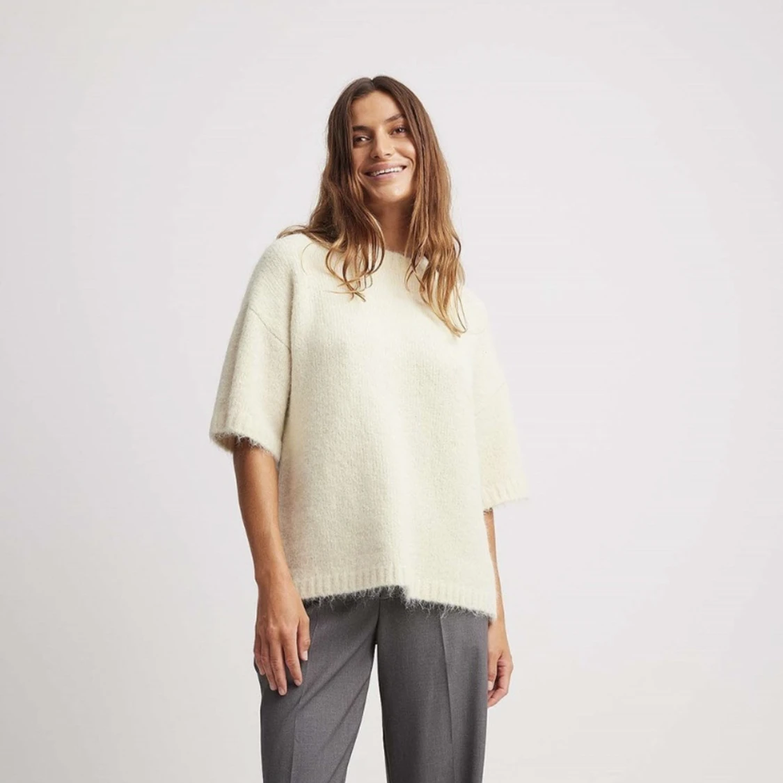 Kortärmad stickad tröja  - 90