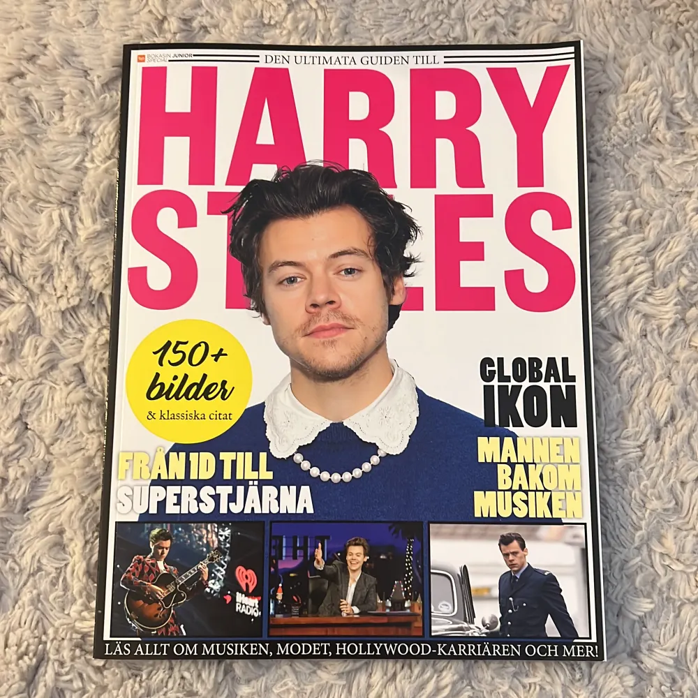 Den ultimata guiden till HARRY STYLES. Över 150 bilder och citat! Handlar om Harry och hur han tog sig upp till den världsartist han är idag.   Helt ny, jag har läst en annan då jag råka beställa 2st.   Språk: Svenska  Nypris: 129,90kr . Övrigt.