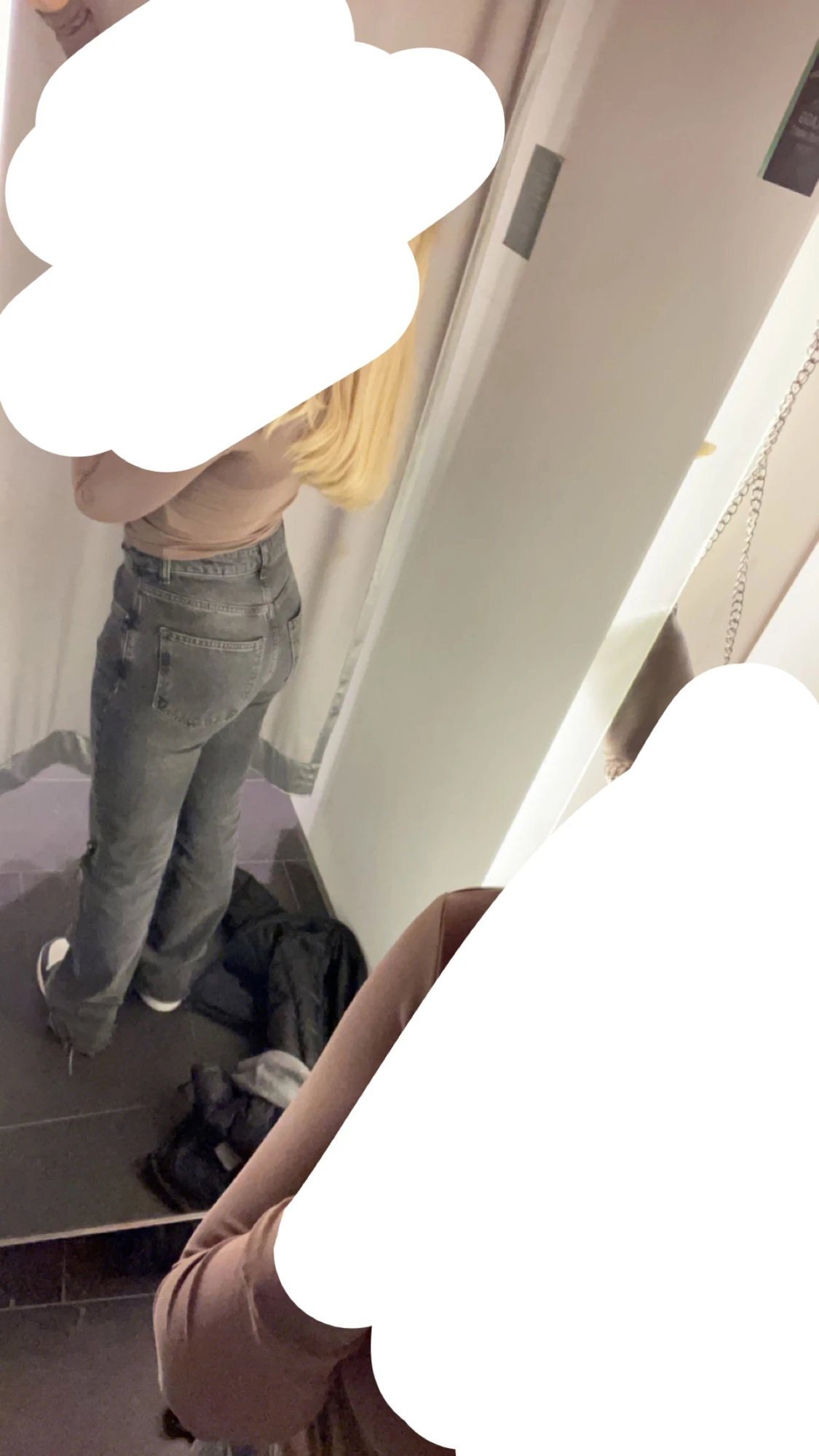 Mid waist grå svarta jeans