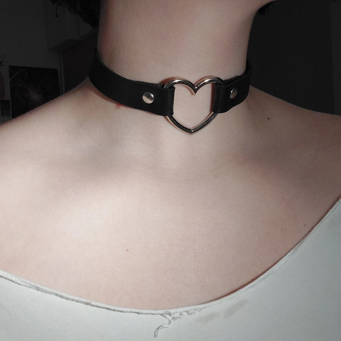 Läder heart choker