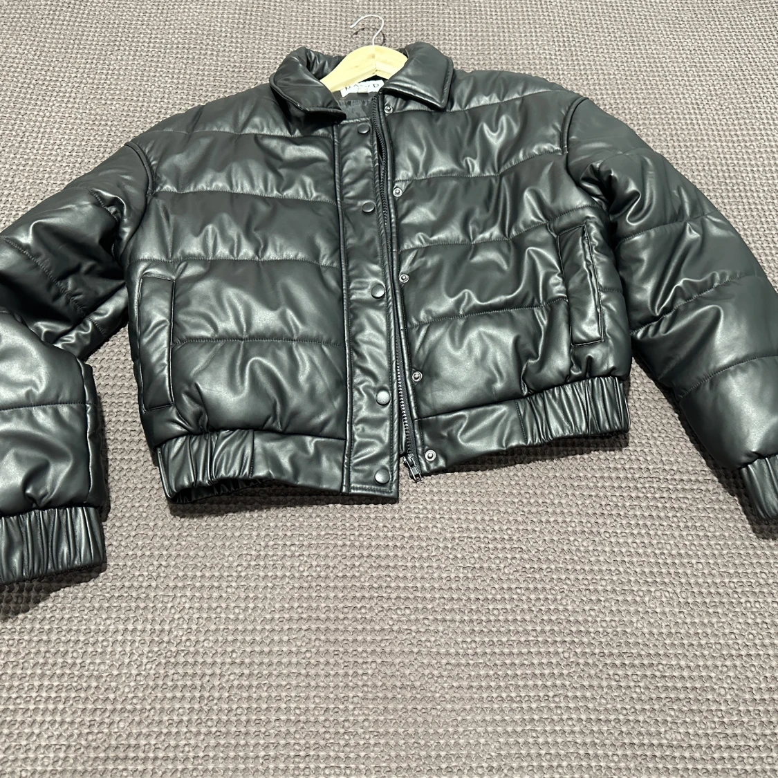 Läder Puffjacka 