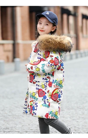 Coat  - medium-long cartoon printing thickened graffiti girls down jacket❄️☃️for people who’s 130cm