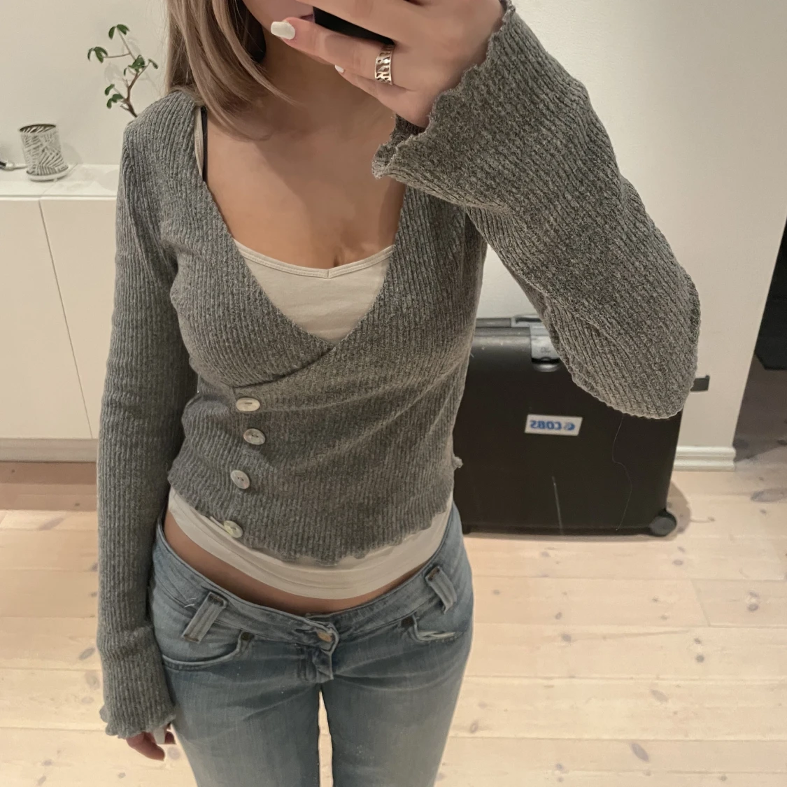 Snygg stickad kofta - 90