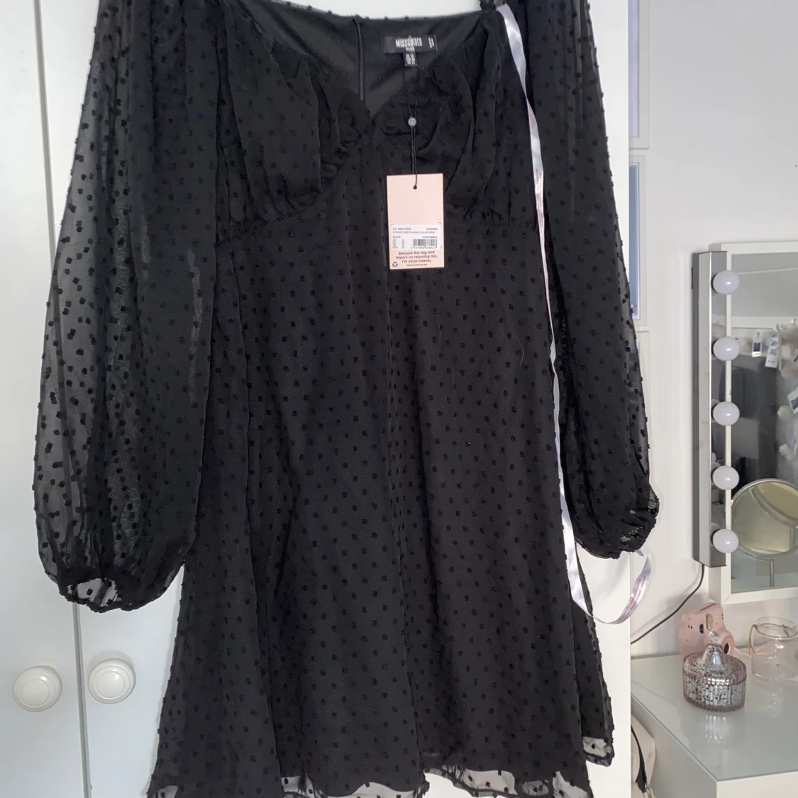 Dobby Mesh Milkmaid Mini Dress