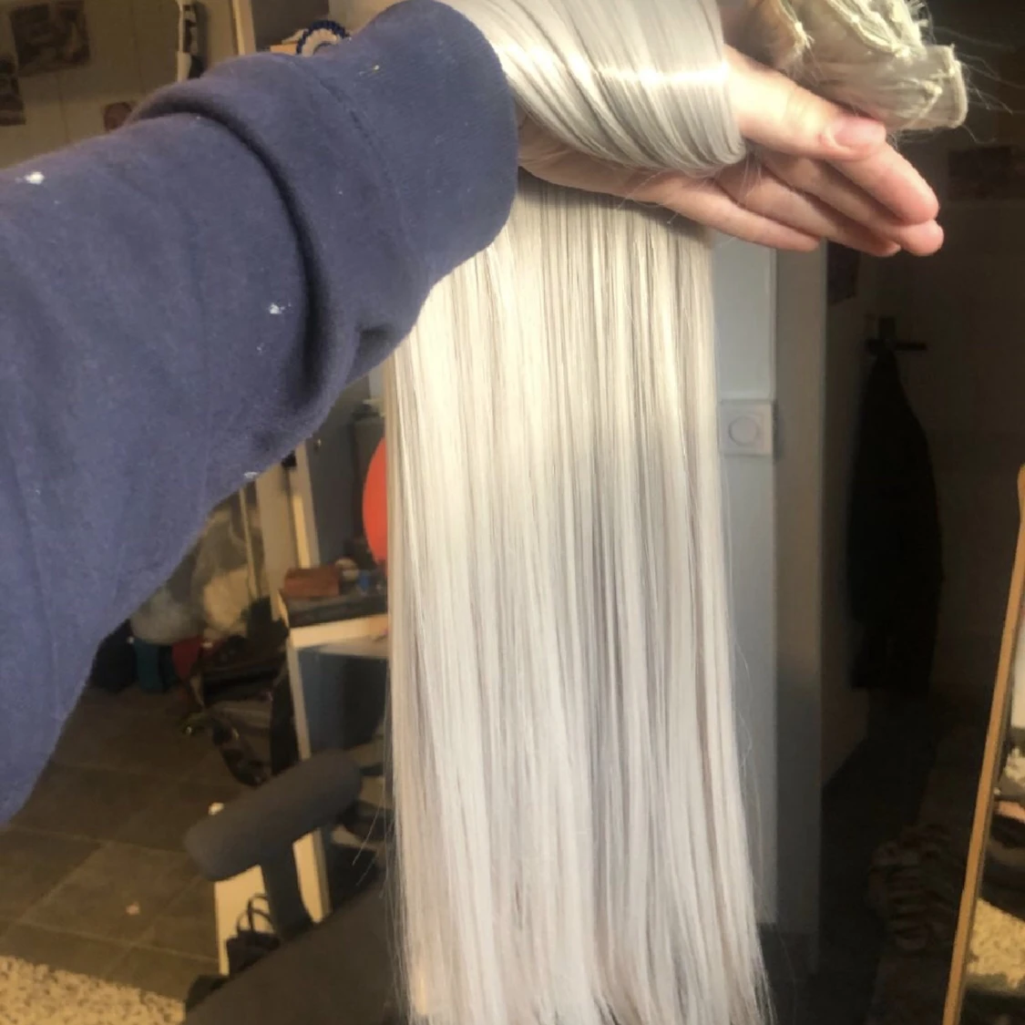 Löshår vitt/grått - 90