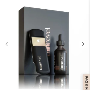 Tanrevel one - tanrevel one. Den är ca 1 år ganmal men sparsamt använd. Laddare och själva ”maskinen” medföljer, samt en halv tanning liquid (kan dock behöva köpas ny påfyllning eftersom jag inye använt den på ett tag, därav det låga priset!)