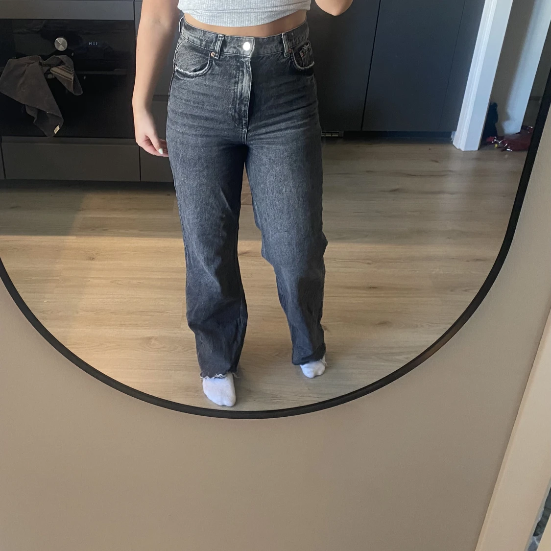 Gråa raka jeans  - 91