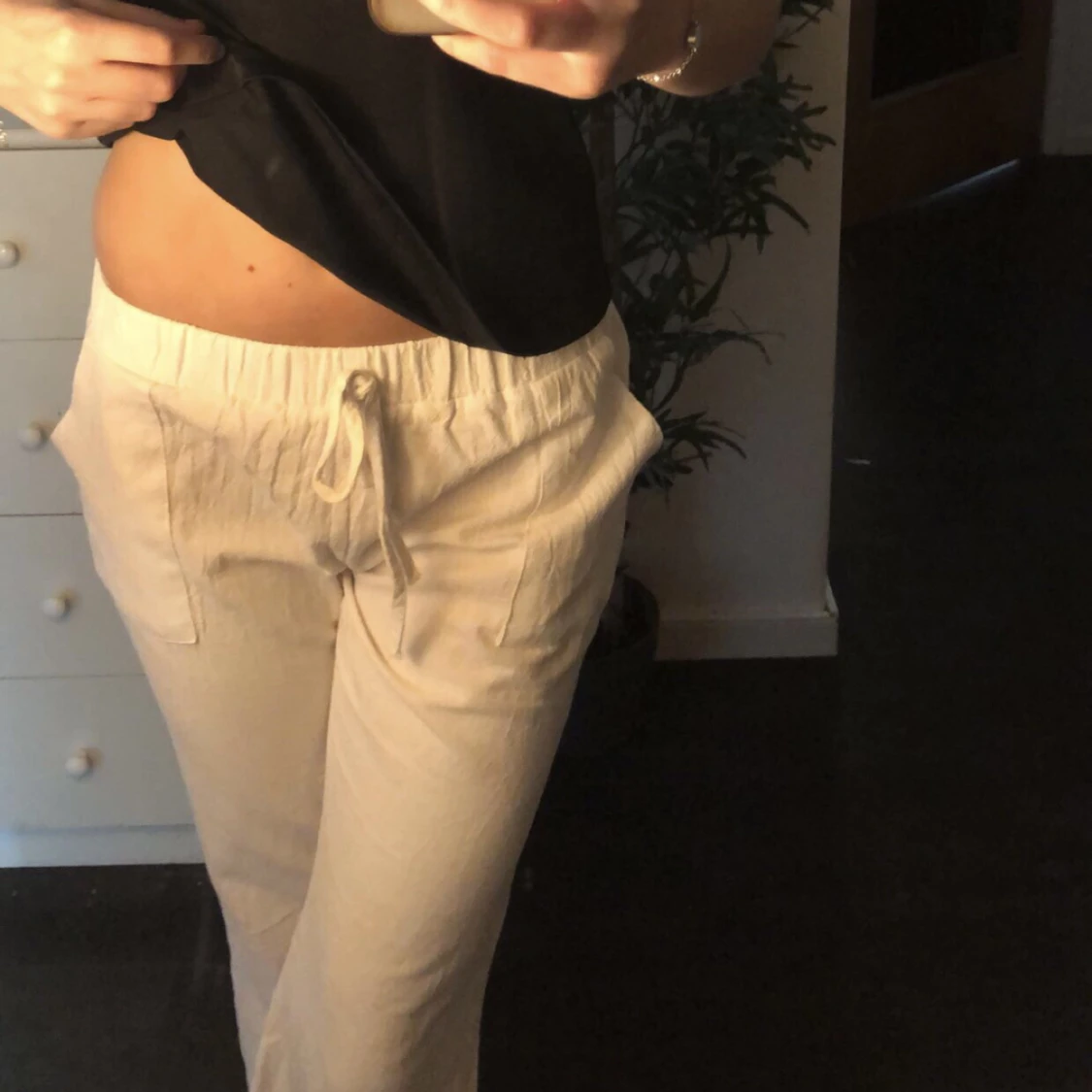 Vita linnebyxor  - 90