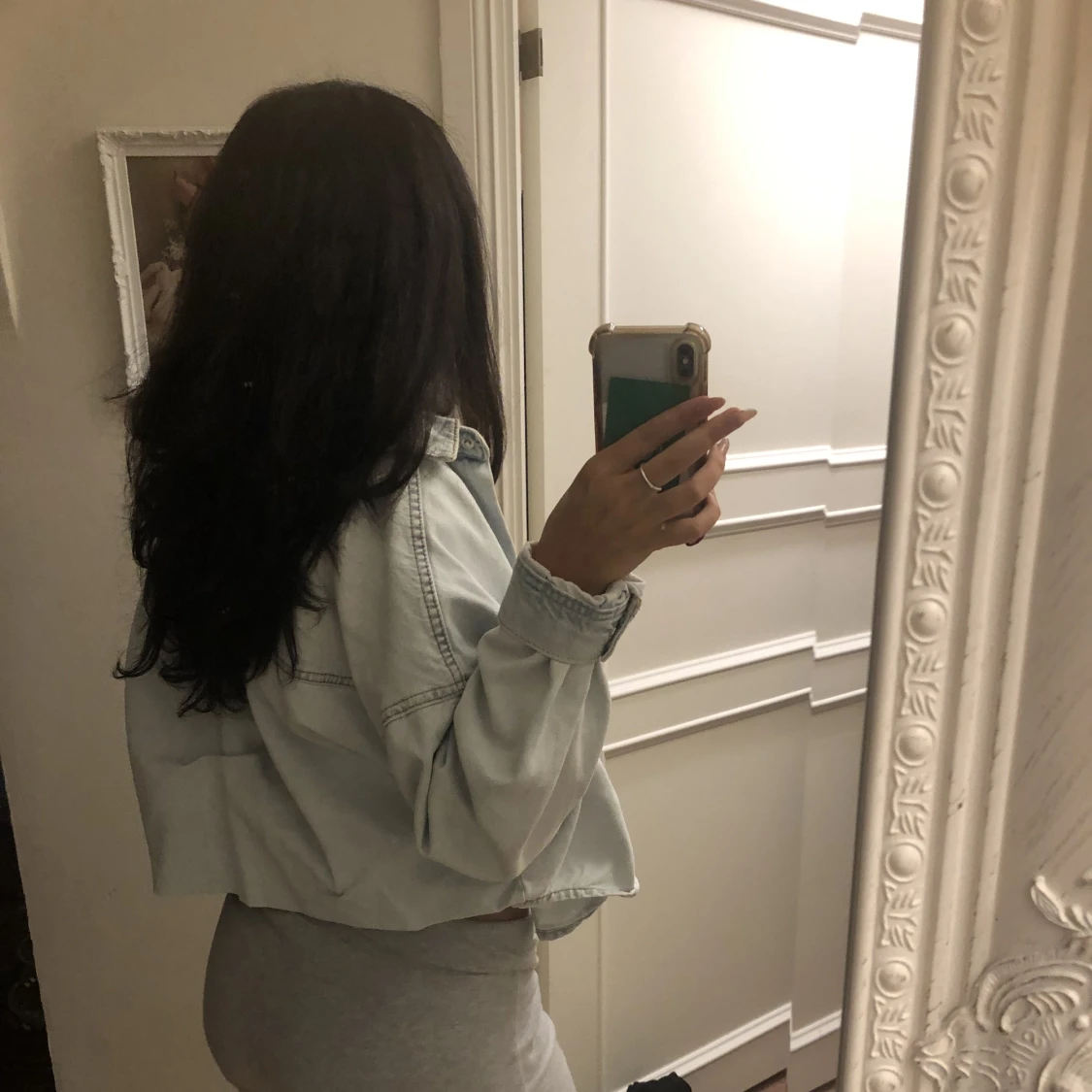 Blå kort jeans jacka - 90