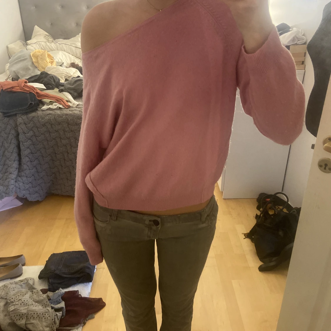 Rosa stickad tröja  - 90