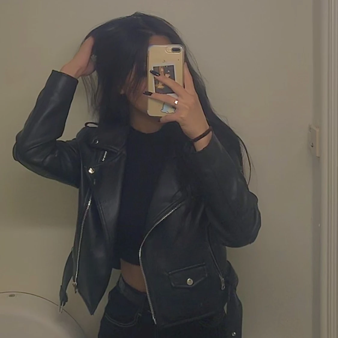 Black leather jacket - 90