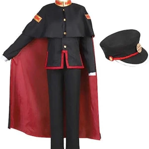 Hanako cosplay - Hanako cosplay. Byxor, mantel, vit skjorta, jackan, hatten, strumpor och peruk. Bra skick. Katt i hemmet.