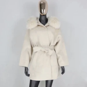 Kappa med päls  - NOELLE Kappa med pälskrage  Ull 90%, Cashmere 10% 