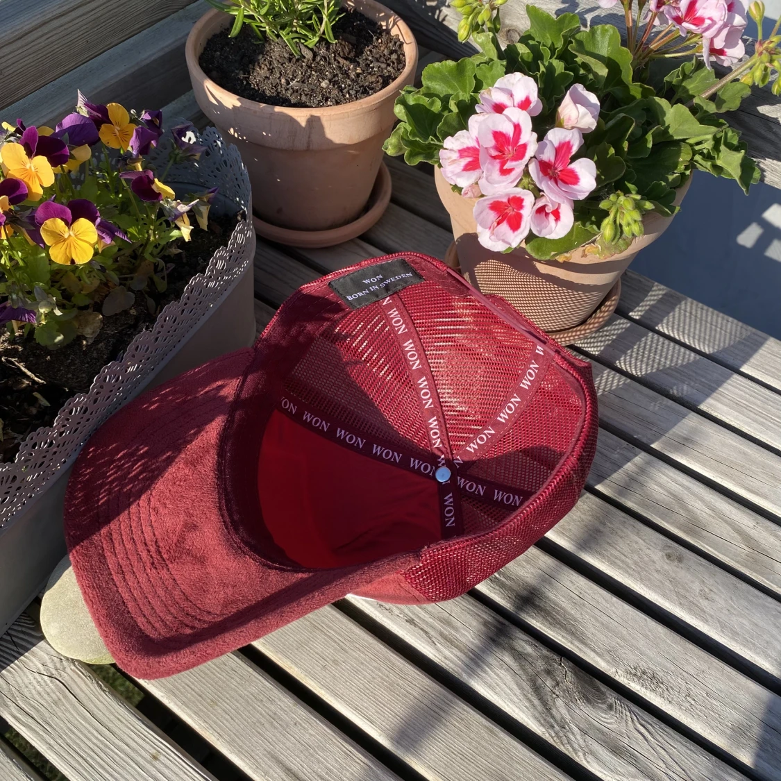 Wonbrand Vinröd velvet keps  - 91