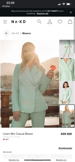 Kavaj - Linne - Linnekavaj.  Storlek 38  Använd enstaka gpng