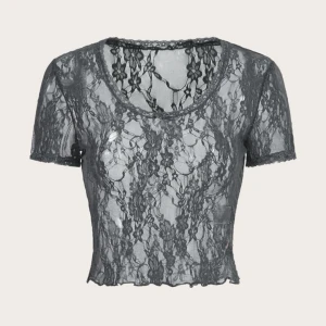 Spets topp - En grå spets topp/tshirt. Aldrig använd, lappen kvar🩷 storlek S. Skicka för egna bilder